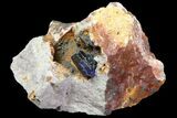 Vibrant Azurite Crystal On Matrix - Morocco #74685-1